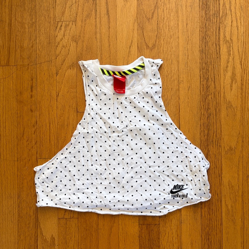 Nike White Tank Top with Black Polka Dots